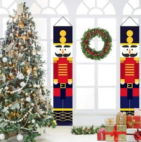 NWT 2pc Nutcracker Christmas Decorations -Outdoor Xmas Decor - Life Size Soldier - Picture 1 of 10